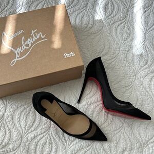 CHRISTIAN LOUBOUTIN Galativi 100 Veau Velour in Black Pumps